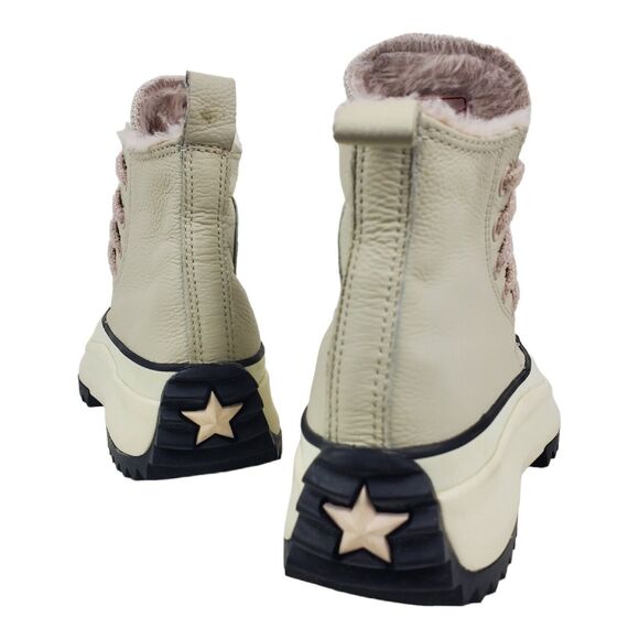 CONVERSE Shoes RUN STAR Womens Size 5.5 White Leather Faux Fur Ripple 169550C - Picture 5 of 13